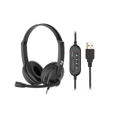 Гарнітура ПК стерео On-ear 2E CH12 USB, omni-mic, 2м, чорний (2E-CH12SU)
