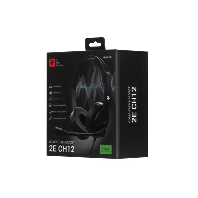 Гарнітура ПК стерео On-ear 2E CH12 USB, omni-mic, 2м, чорний (2E-CH12SU)