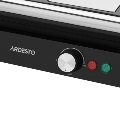 Гриль Ardesto прижимний 1800Вт, розкриття на 180°, чорно-сріблястий (GH-1800MB)