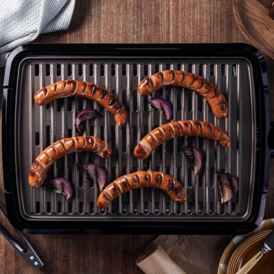 Гриль George Foreman барбекю Smokeless BBQ Grill 1606Вт, темп. режимів-3, з`ємні пластини, пластик, чорний (25850-56)