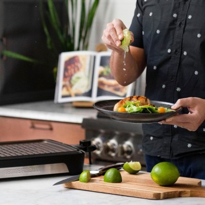 Гриль George Foreman барбекю Smokeless BBQ Grill 1606Вт, темп. режимів-3, з`ємні пластини, пластик, чорний (25850-56)