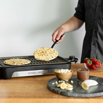 Гриль George Foreman барбекю Smokeless BBQ Grill 1606Вт, темп. режимів-3, з`ємні пластини, пластик, чорний (25850-56)