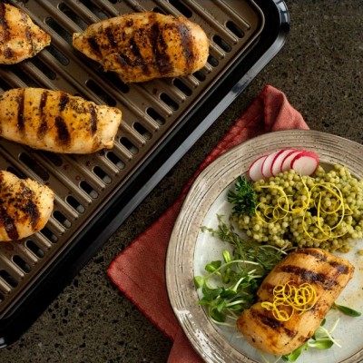 Гриль George Foreman барбекю Smokeless BBQ Grill 1606Вт, темп. режимів-3, з`ємні пластини, пластик, чорний (25850-56)