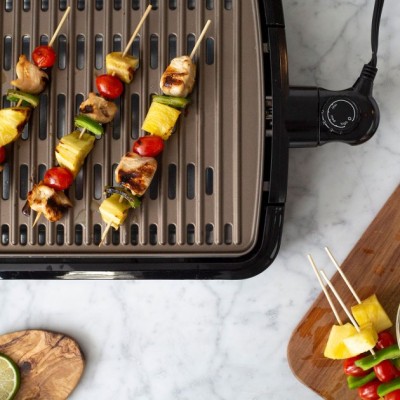 Гриль George Foreman барбекю Smokeless BBQ Grill 1606Вт, темп. режимів-3, з`ємні пластини, пластик, чорний (25850-56)