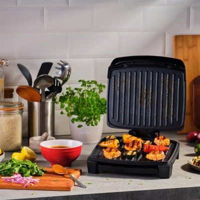 Гриль George Foreman прижимний Immersa Medium, 1300Вт, темп. режимів-1, з`ємні пластини, метал, пластик, чорний (28310-56)