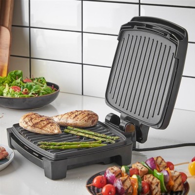 Гриль George Foreman прижимний Immersa Medium, 1300Вт, темп. режимів-1, з`ємні пластини, метал, пластик, чорний (28310-56)