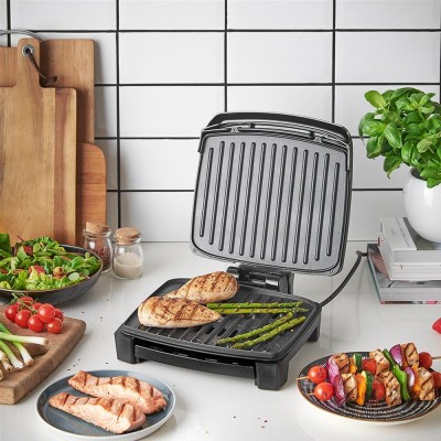 Гриль George Foreman прижимний Immersa Medium, 1300Вт, темп. режимів-1, з`ємні пластини, метал, пластик, чорний (28310-56)