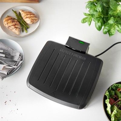 Гриль George Foreman прижимний Immersa Medium, 1300Вт, темп. режимів-1, з`ємні пластини, метал, пластик, чорний (28310-56)