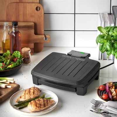 Гриль George Foreman прижимний Immersa Medium, 1300Вт, темп. режимів-1, з`ємні пластини, метал, пластик, чорний (28310-56)