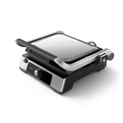 Гриль Philips прижимний Series 5000, 2200Вт, з`ємні пластини, розкриття на 180°, метал (HD6301/90)