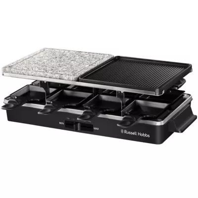 Гриль Russell Hobbs раклетниця Multi Raclette 3in1, 1400Вт, 8 сковорідок, нерж.сталь, чорний (26280-56)