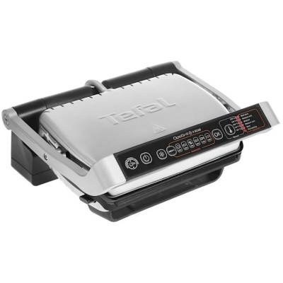 Гриль Tefal притискний OptiGrill+ Initial 2000Вт, темп. режимів-5, знімні пластини, метал (GC706D34)