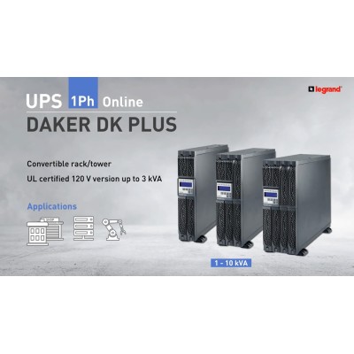 Джерело безперебійного живлення Legrand Daker DK Plus, 2000VA/1800W, RT2U, LCD, RS232, USB, EPO, 6xC13 (310171)