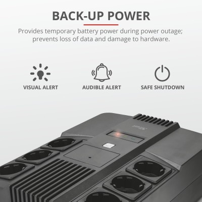 Джерело безперебійного живлення Trust Maxxon 800VA UPS with 6 standard wall power outlets BLACK (23326_TRUST)