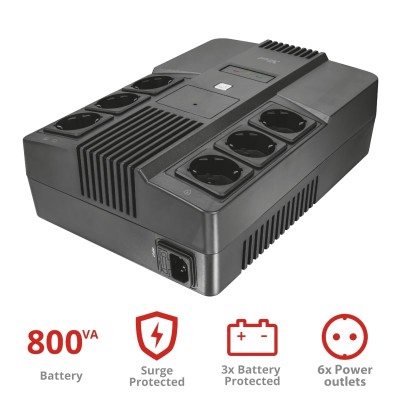 Джерело безперебійного живлення Trust Maxxon 800VA UPS with 6 standard wall power outlets BLACK (23326_TRUST)