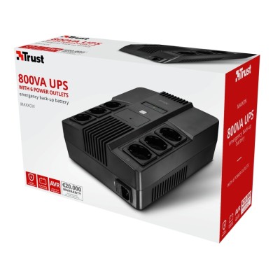 Джерело безперебійного живлення Trust Maxxon 800VA UPS with 6 standard wall power outlets BLACK (23326_TRUST)