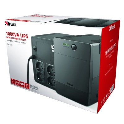 Джерело безперебійного живлення Trust Paxxon 1000VA UPS with 4 standard wall power outlets BLACK (23504_TRUST)