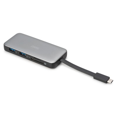 Док-станція DIGITUS USB-C > HDMI/2xUSB-A/USB-C/SD/MicroSD/RJ54, Travel