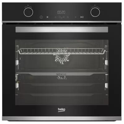 Духова шафа Beko електрична, 72л, A+, дисплей, конвекція, пара, 2 страви, телескопічні направляючі, чнержавіюча сталь (BBVM13400