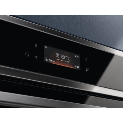 Духова шафа Electrolux електрична, 72л, A+, пара, дисплей, конвекція, піроліз, телескопічні напрямні, чорний (EOE8P39WX)