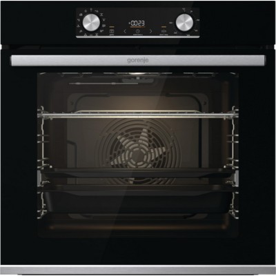 Духова шафа Gorenje електрична, 77л, A+, дисплей, ф-я без додавання жиру, чорний (BOSX6737E13BG)