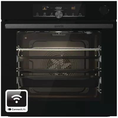 Духова шафа Gorenje електрична, 77л, A+, пара, дисплей, 300 °C, Wi-Fi, чорний (BSA6747A04BGWI)