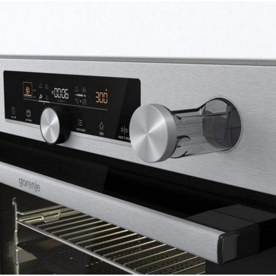 Духова шафа Gorenje електрична, 77л, A+, пара, дисплей, готування на різних рівнях, нерж (BPSA6747A08X)