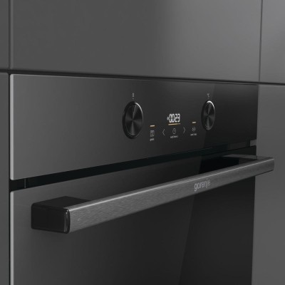 Духова шафа Gorenje електрична, 77л, A+, пара, дисплей, піроліз, чорний (BPS6737E04DBG)