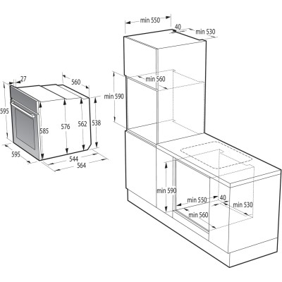 Духова шафа Gorenje електрична, 77л, A+, пара, дисплей, піроліз, чорний (BPS6737E04DBG)