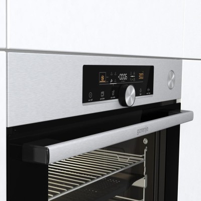 Духова шафа Gorenje електрична, 77л, A+, пара, приготув. на декількох рівнях, дисплей, нерж (BSA6747A04X)