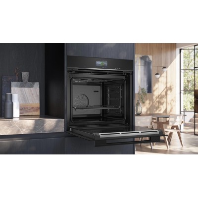 Духова шафа Siemens електрична, 71л, A+, пара, дисплей, конвекція, чорний (HS736G3B1)