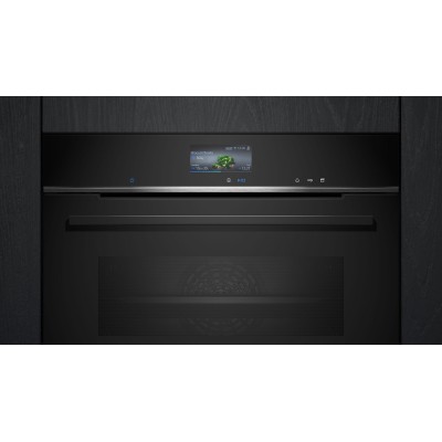 Духова шафа Siemens електрична, 71л, A+, пара, дисплей, конвекція, чорний (HS736G3B1)