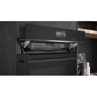 Духова шафа Siemens електрична, 71л, A+, пара, дисплей, конвекція, чорний (HS736G3B1)