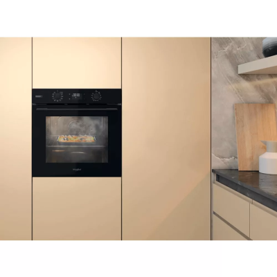 Духова шафа Whirlpool електрична, 71л, A+, дисплей, конвекція, телескопічні напрямні, пара, чорний (OMSK58CU1SB)