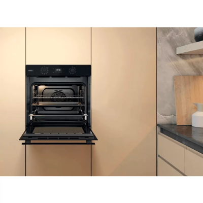 Духова шафа Whirlpool електрична, 71л, A+, дисплей, конвекція, телескопічні напрямні, пара, чорний (OMSK58CU1SB)