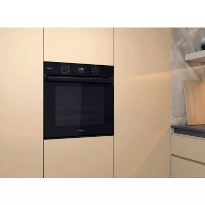 Духова шафа Whirlpool електрична, 71л, A+, дисплей, конвекція, телескопічні напрямні, пара, чорний (OMSK58CU1SB)