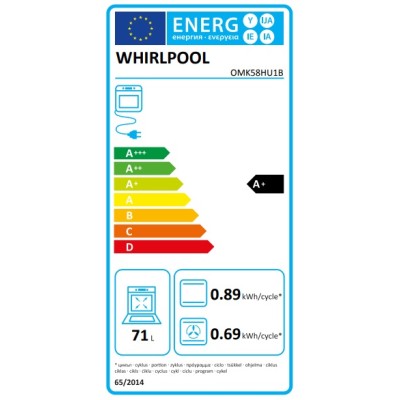 Духова шафа Whirlpool електрична, 71л, A+, дисплей, конвекція, телескопічні напрямні, чорний (OMK58HU1B)