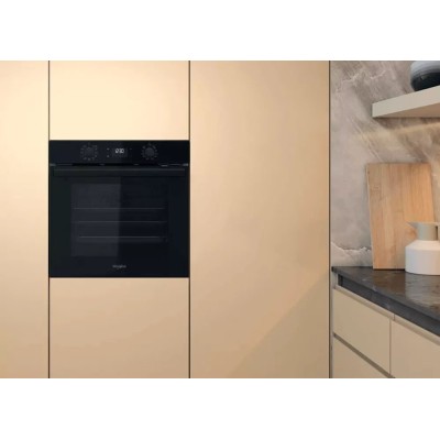 Духова шафа Whirlpool електрична, 71л, A+, дисплей, конвекція, телескопічні напрямні, чорний (OMR58HU1B)