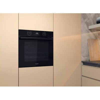 Духова шафа Whirlpool електрична, 71л, A+, дисплей, конвекція, телескопічні напрямні, чорний (OMR58HU1B)