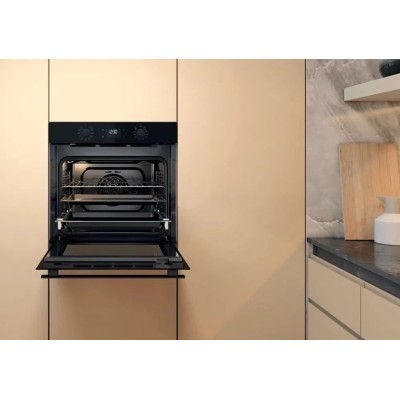 Духова шафа Whirlpool електрична, 71л, A+, дисплей, конвекція, телескопічні напрямні, чорний (OMR58HU1B)