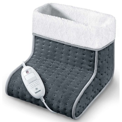 Електрогрілка Beurer для ніг, від мережі, 32х26х26см, 100Вт, 3 режими, авт. вимкн. через 90хв, фліс, плюш, біло-сірий (FW_20_GRE