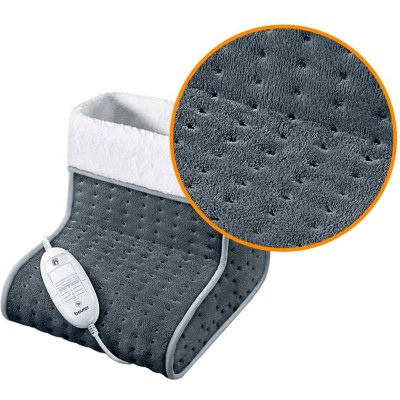 Електрогрілка Beurer для ніг, від мережі, 32х26х26см, 100Вт, 3 режими, авт. вимкн. через 90хв, фліс, плюш, біло-сірий (FW_20_GRE