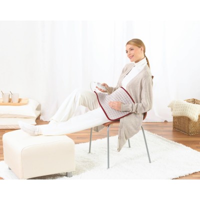 Електрогрілка Beurer, від мережі, 33х44см, 100Вт, 3 режими, авт. вимкн. через 90хв, мікроволокно, біло-червоний (HK_COMFORT)