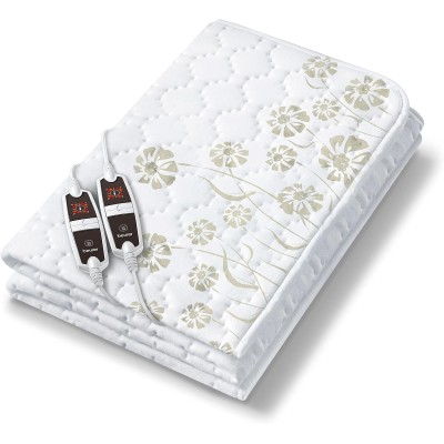 Електропростирадло Beurer, від мережі, 150х160см, 60+60Вт, 4 режими, роздільне налаштування зон обігріву, фліс, білий (UB_68)