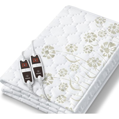 Електропростирадло Beurer, від мережі, 150х160см, 60+60Вт, 4 режими, роздільне налаштування зон обігріву, фліс, білий (UB_68)