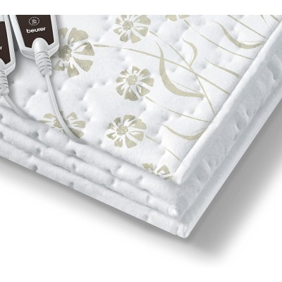 Електропростирадло Beurer, від мережі, 150х160см, 60+60Вт, 4 режими, роздільне налаштування зон обігріву, фліс, білий (UB_68)