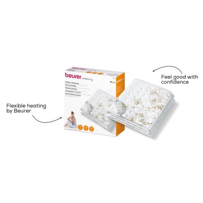 Електропростирадло Beurer, від мережі, 150х80см, 60Вт, 3 режими, бавовна, фліс, білий (UB_33)