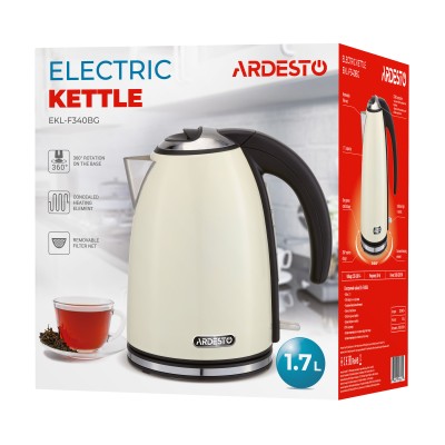 Електрочайник Ardesto 1.7л, Strix, метал, бежевий глянець (EKL-F340BG)
