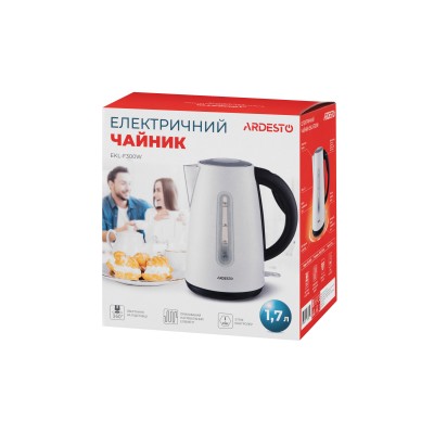 Електрочайник Ardesto 1.7л, Strix, метал, білий (EKL-F300W)