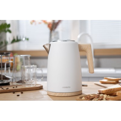 Електрочайник Ardesto EKL-F420WWD, 1.7л, метал, мат, Strix, білий